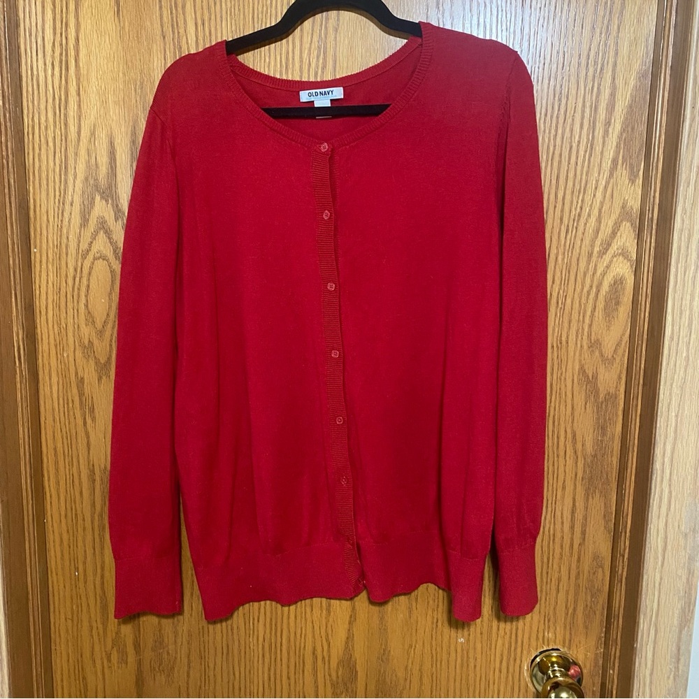 Cherry red cardigan sweater